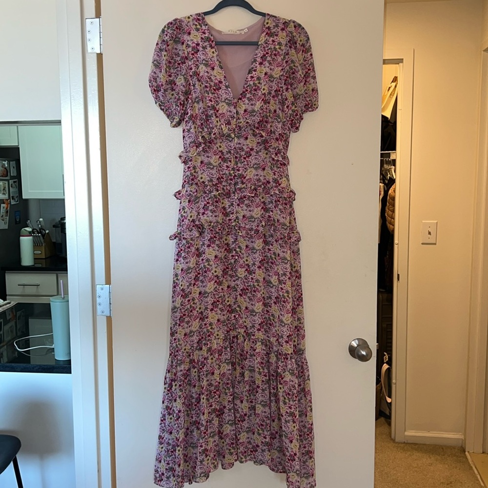 Astr the Label Floral Priscilla Short Sleeve Dress Medium
